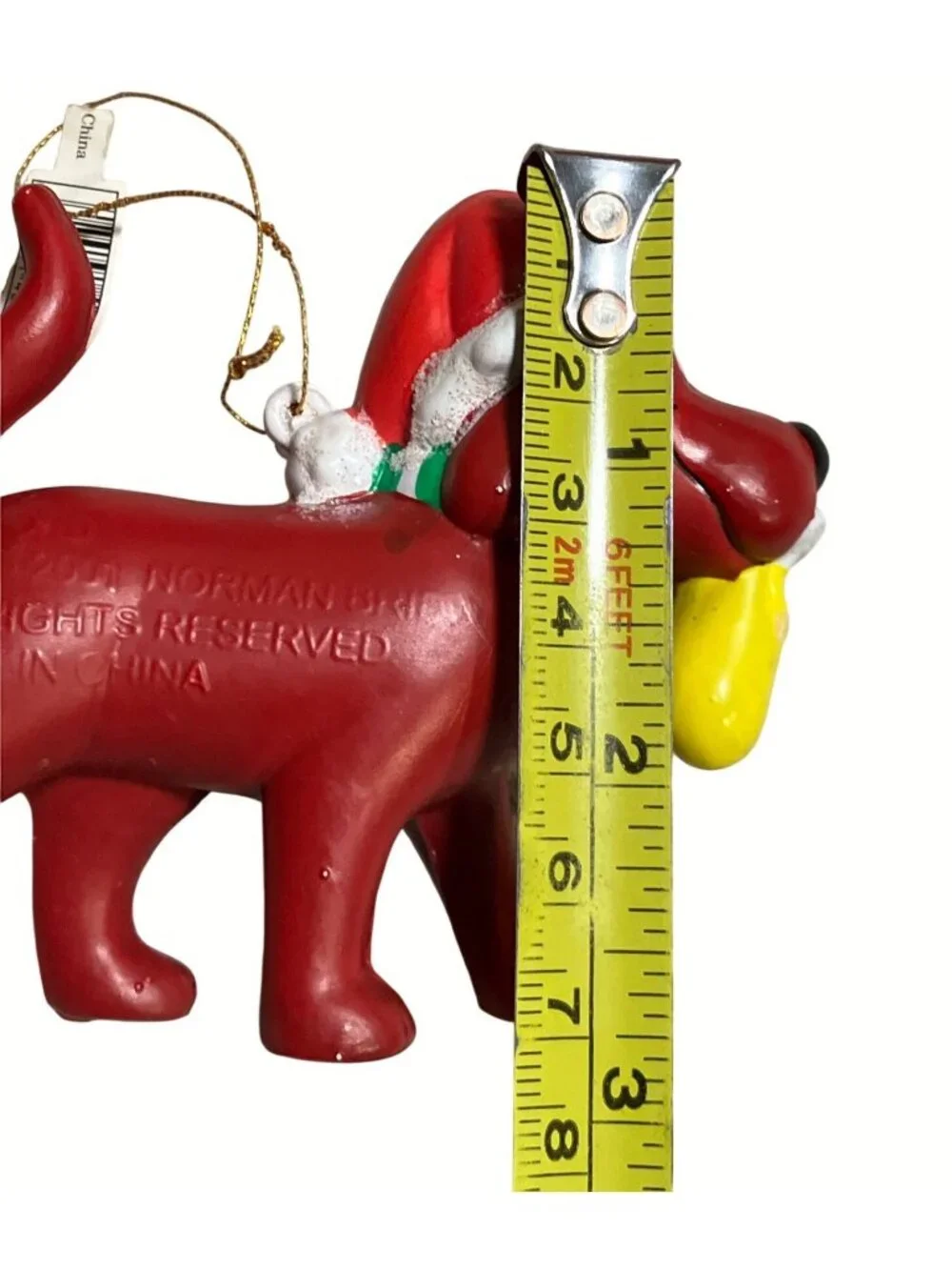Clifford the Big Red Dog Christmas Ornament With Santa Hat and Scarf